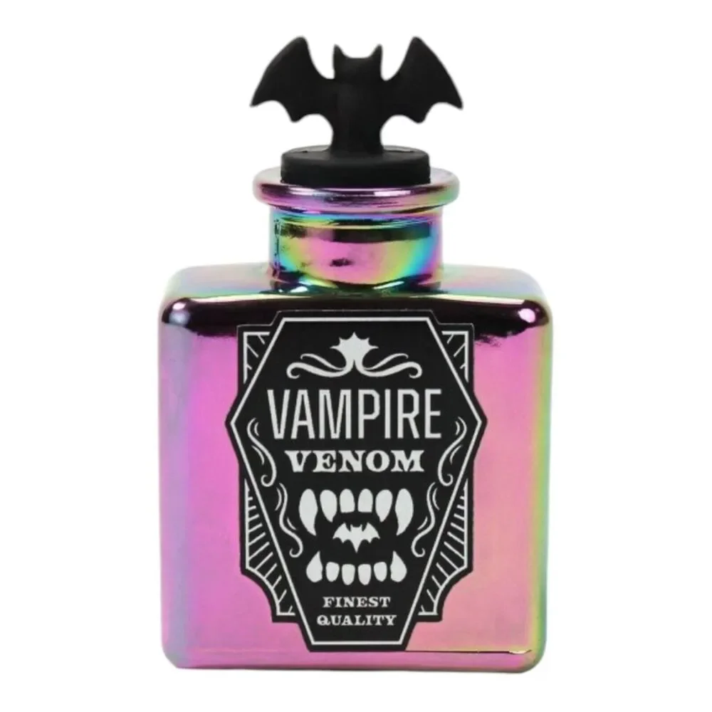 NEW Halloween Iridescent Glass Mini Potion Bottle Set WITCH'S BREW POISON VENOM
